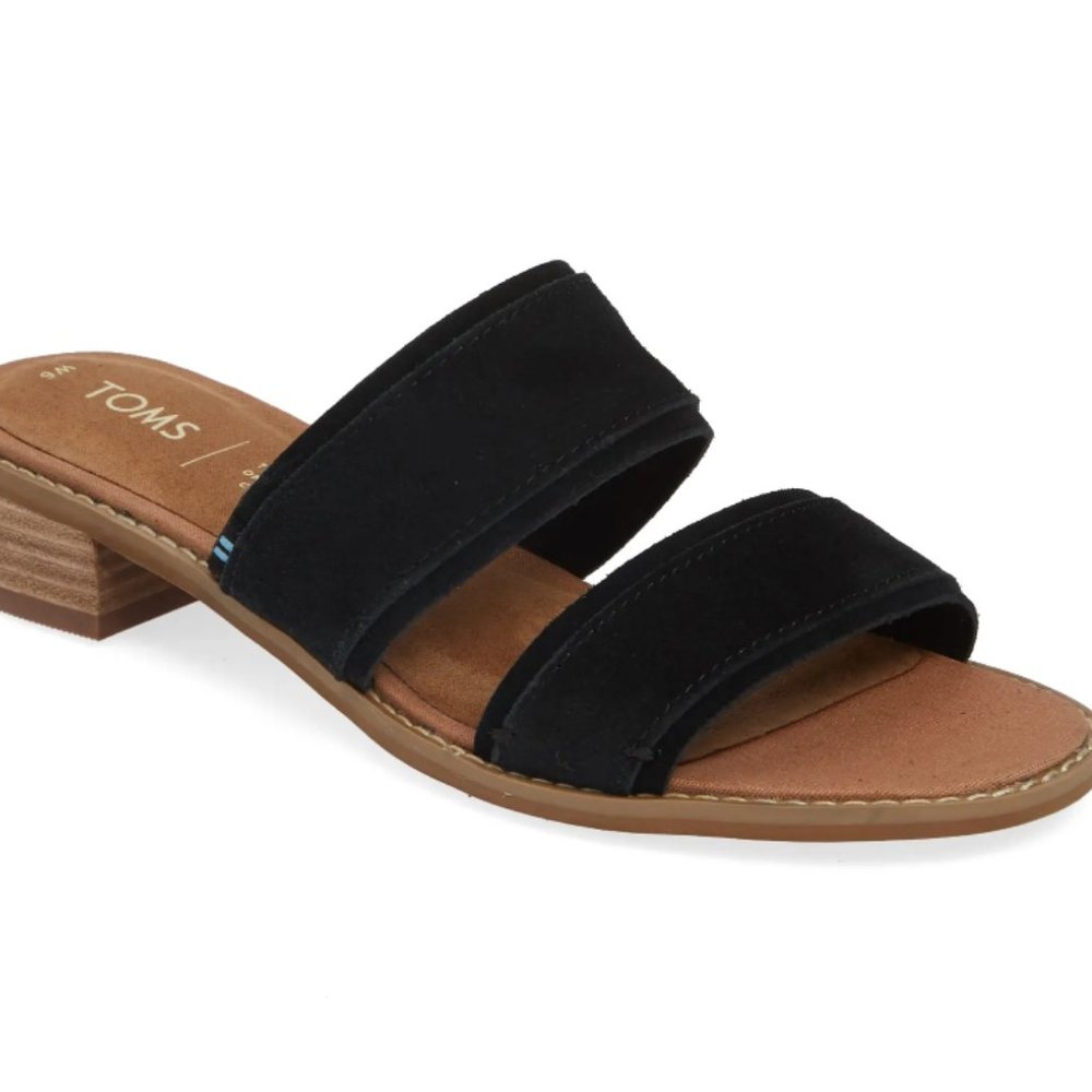 Toms Black Suede two-strap Sandal